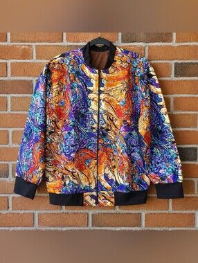 Unisex Multicolor Abstract Print Bomber Jacket